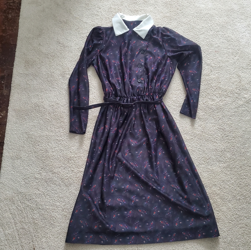 Vintage Long Sleeve Paisley Floral Dress